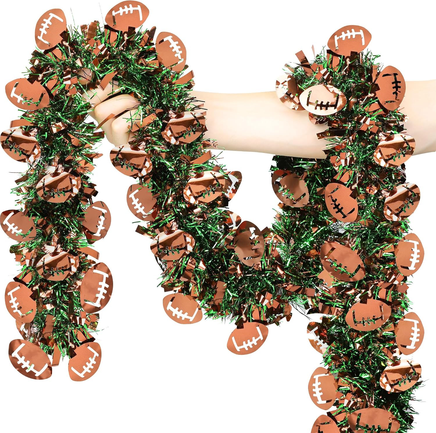 50 FT Football Party Decorations, Brown Green Football Tinsel Garland | Amazon (US)