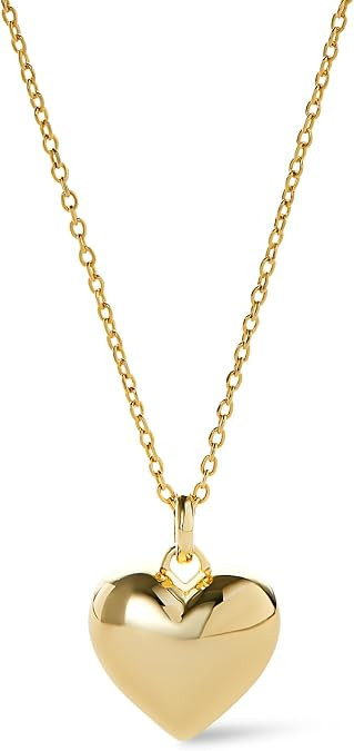 Ana Luisa Lev Puffy Heart Necklace for Women - Paperclip Chain w/ 14K Gold Plated & Silver Rhodiu... | Amazon (US)