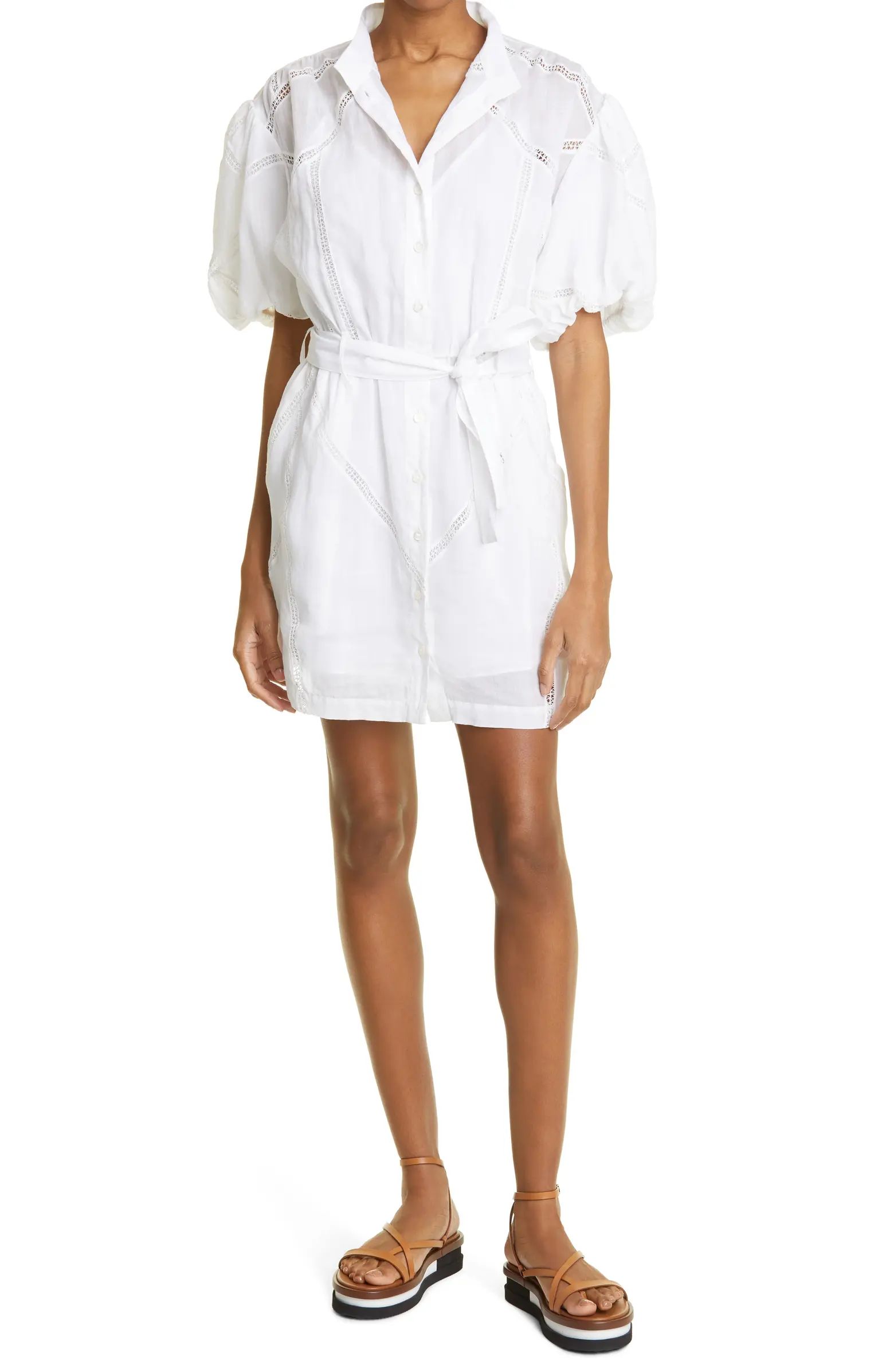Inset Lace Puff Sleeve Minidress | Nordstrom