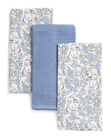 Set Of 3 Bunny Hydrangia Kitchen Towels | Marshalls
