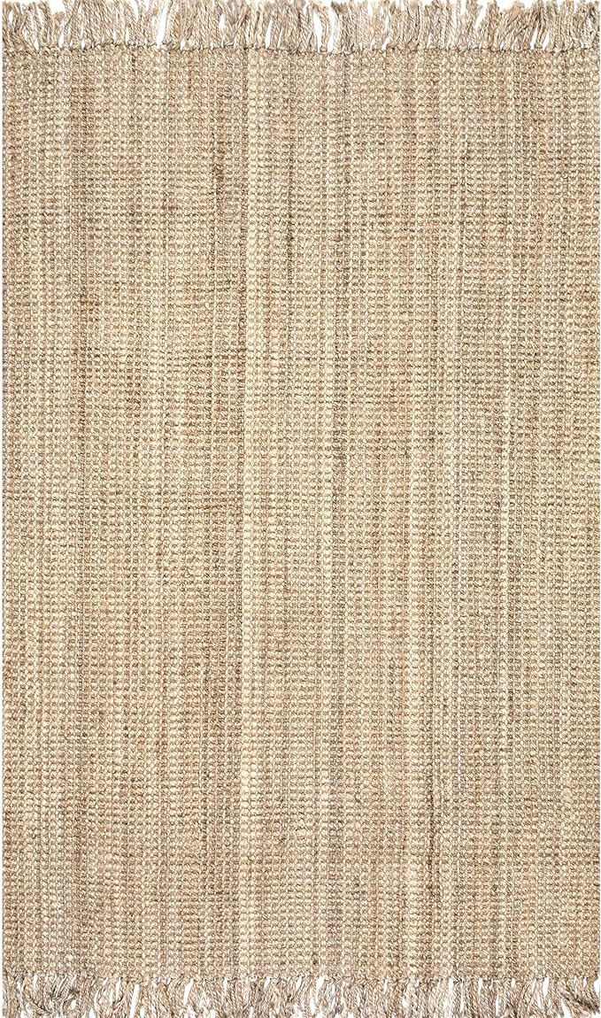 nuLOOM Hand Woven Chunky Natural Jute Farmhouse Area Rug, 3 ft x 5 ft | Amazon (US)