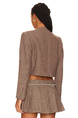 Catalina Cropped Jacket in Brown Plaid | Revolve Clothing (Global)