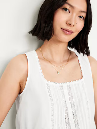 Tie-Waist Lace-Trim Top | Old Navy (US)