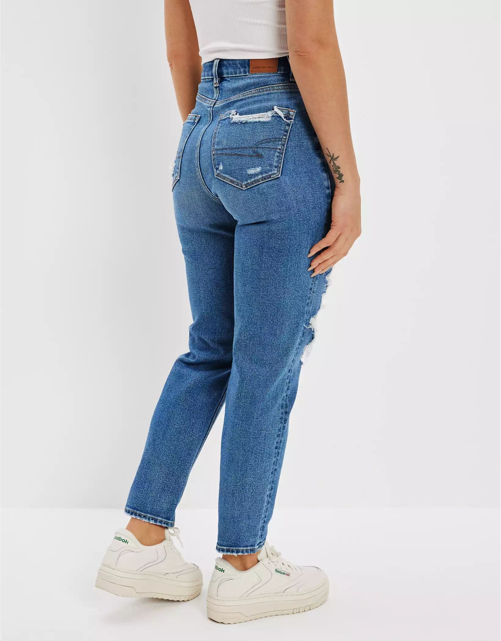 AE Stretch Ripped Curvy Mom Jean | American Eagle Outfitters (US & CA)