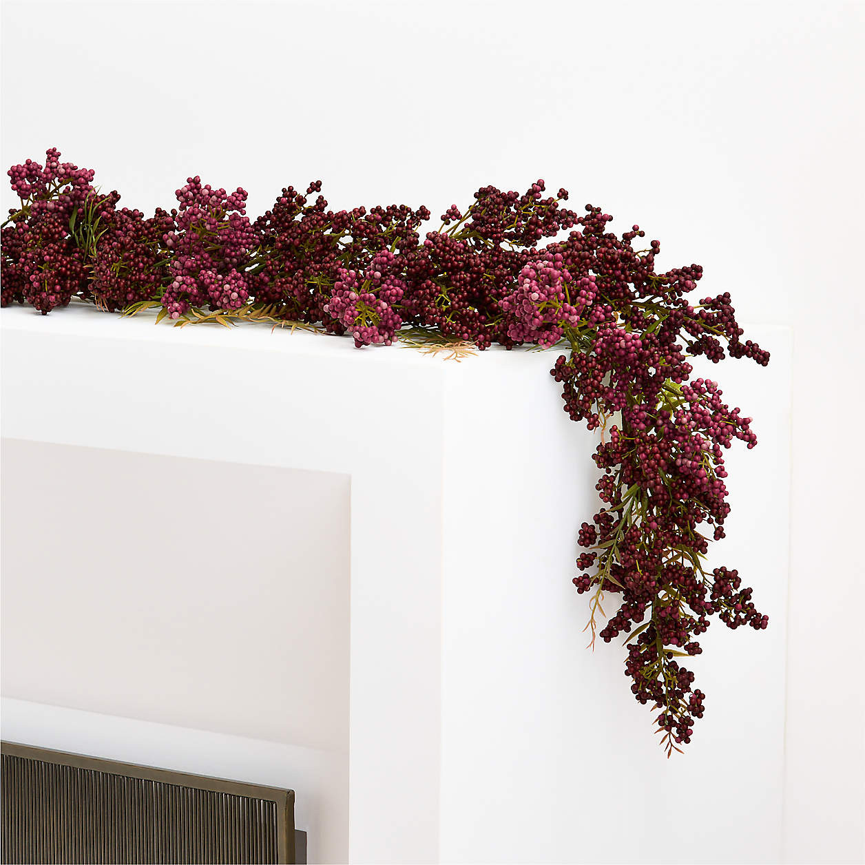 Faux Burgundy Chili Berry Garland 72" | Crate & Barrel | Crate & Barrel