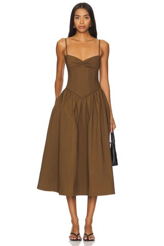 Camila Coelho Moroccan Midi Dress in Dark Brown from Revolve.com | Revolve Clothing (Global)