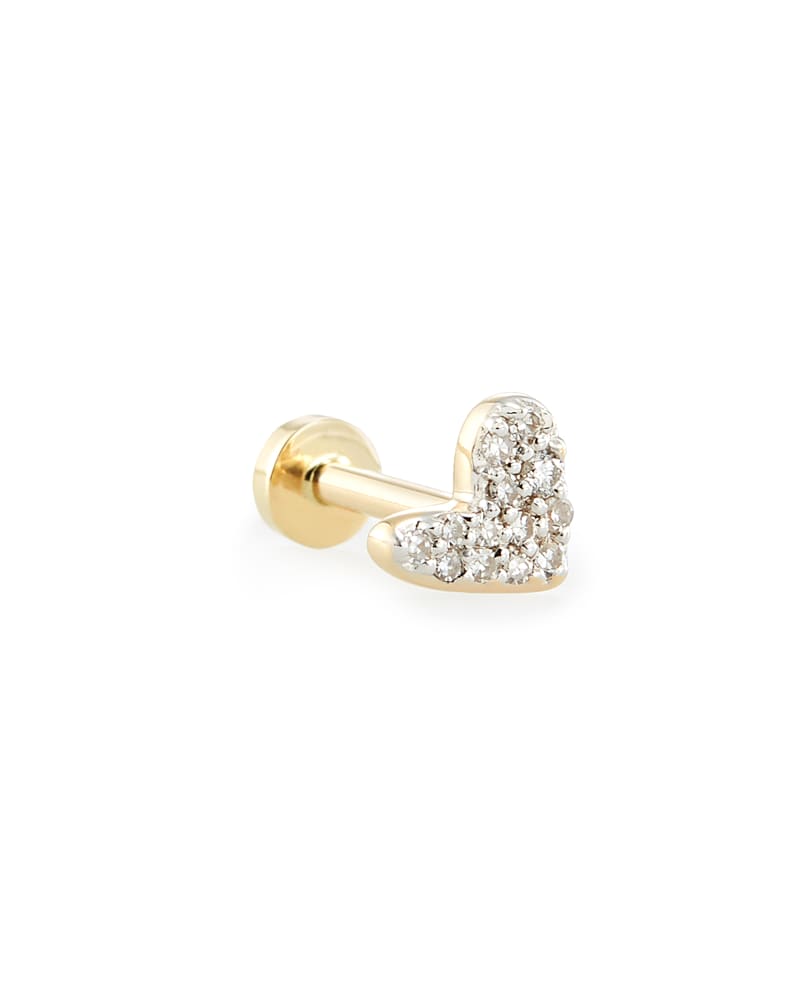 Heart Mini 14k Yellow Gold Single Stud Earring in White Diamond | Kendra Scott