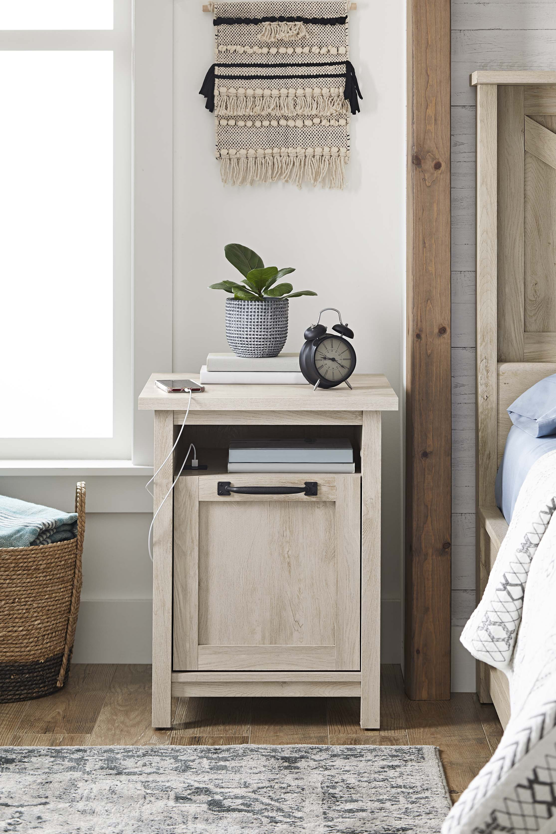 Better Homes & Gardens Modern Farmhouse USB Nightstand, Rustic White Finish | Walmart (US)