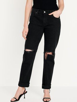 Mid-Rise Ripped Boyfriend Jeans for Women | Old Navy (CA)