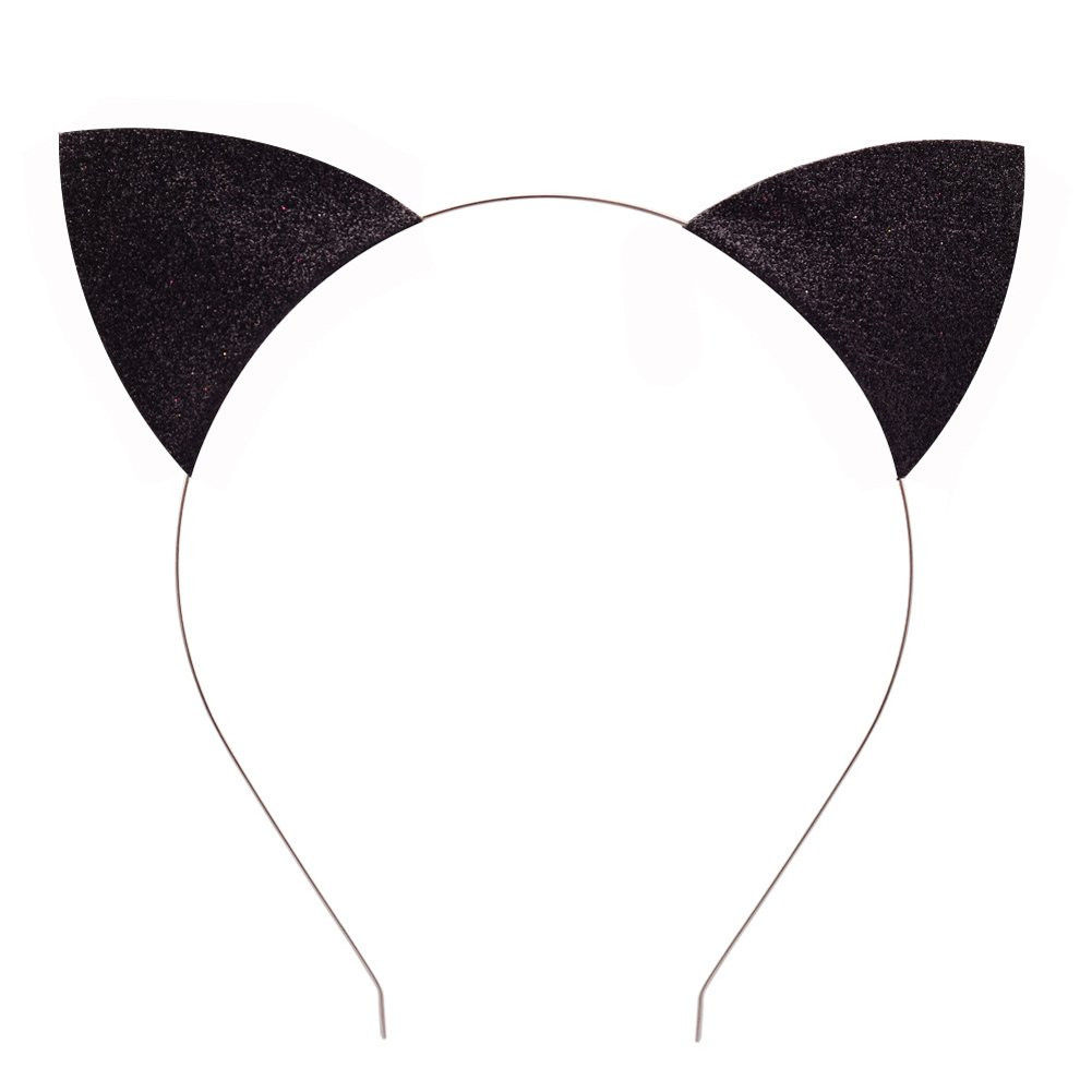 Merroyal Glitter Cat Ears Headband Halloween Fancy Dress Cat Woman Hairband Cosplay (Black) | Amazon (US)