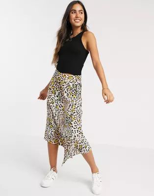 Vila asymmetric hem skirt in leopard print | ASOS (Global)
