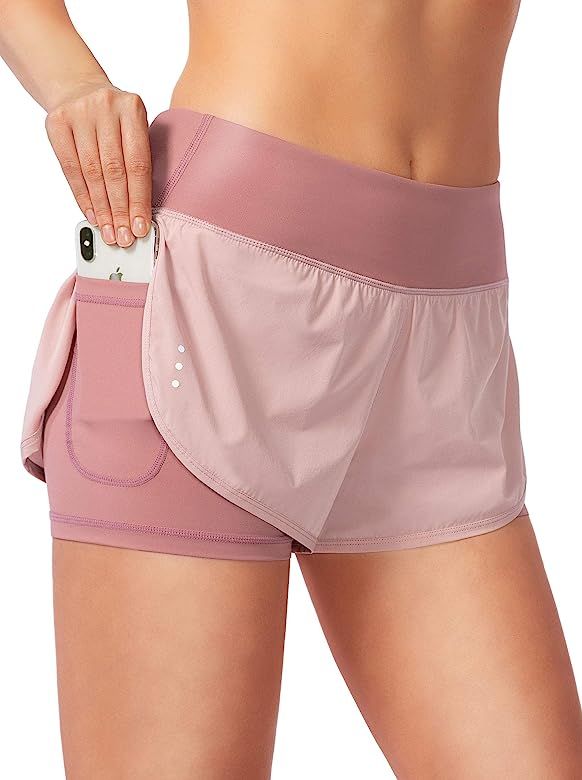 Amazon.com: Soothfeel Women's 2 in 1 Running Shorts Workout Athletic Gym Yoga Shorts for Women wi... | Amazon (US)