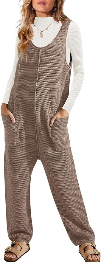 SENSERISE Womens Sweater Jumpsuit Ribbed Knit Sweater Romper One Piece Loungewear Sleeveless Long... | Amazon (US)
