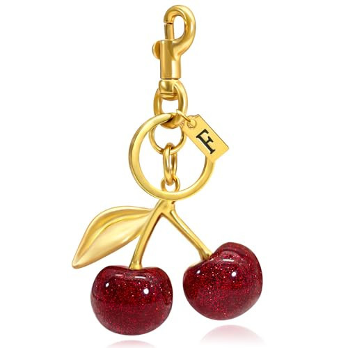 Nylry Cherry Bag Charm Keychain for Women - A-Z Initial Letter Key Chain, Purse Charms for Handbags, Cute Accessories Gifts - Red F | Amazon (US)