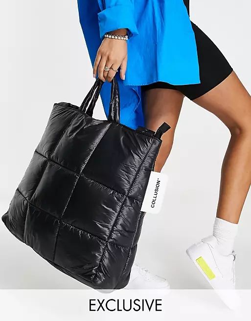 COLLUSION Unisex padded tote in black | ASOS (Global)
