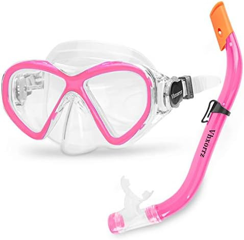 Kids Snorkel Set Snorkel Mask， Anti-Leak Anti-Fog Snorkeling Gear with Mesh Bag,Tempered Glass ... | Amazon (US)