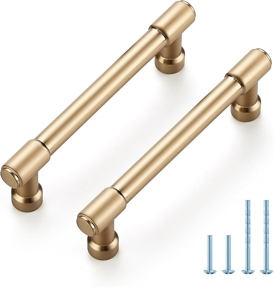 JOY DECOR 5 Pack 3-3/4 Inch Champagne Bronze Cabinet Handles Modern Dresser Drawer Pulls Kitchen ... | Amazon (US)