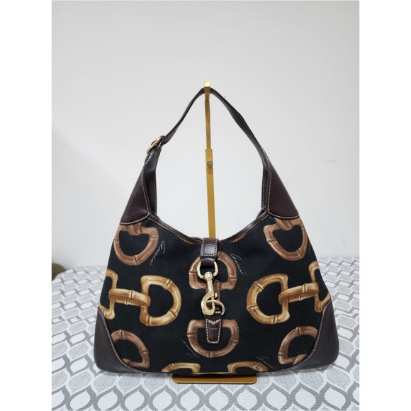 Gucci Canvas Bamboo Horsebit Printed Jackie Hobo Bag Brown | Poshmark