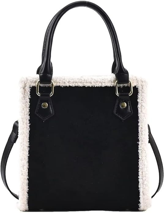 Mudono Handbags for Women Small Suede Tote Bag Square Crossbody Shoulder Purse with Faux Shearlin... | Amazon (US)