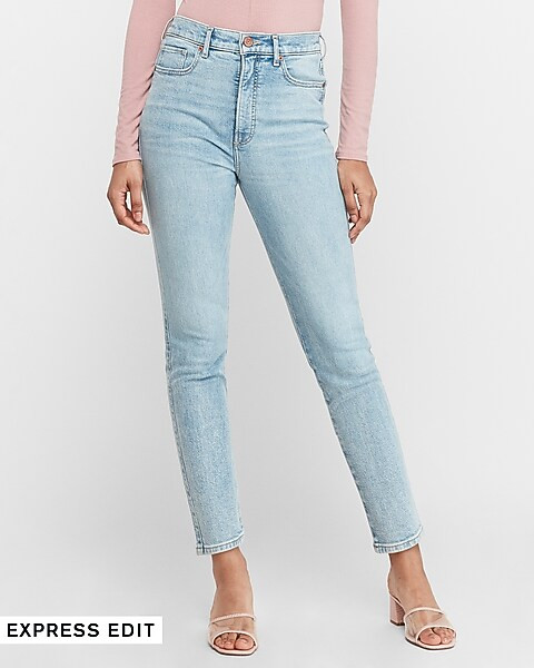 Super High Waisted Light Wash Slim Ankle Jeans | Express
