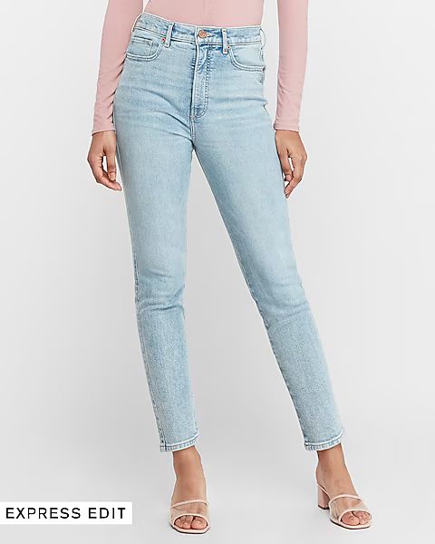 Super High Waisted Light Wash Slim Ankle Jeans | Express