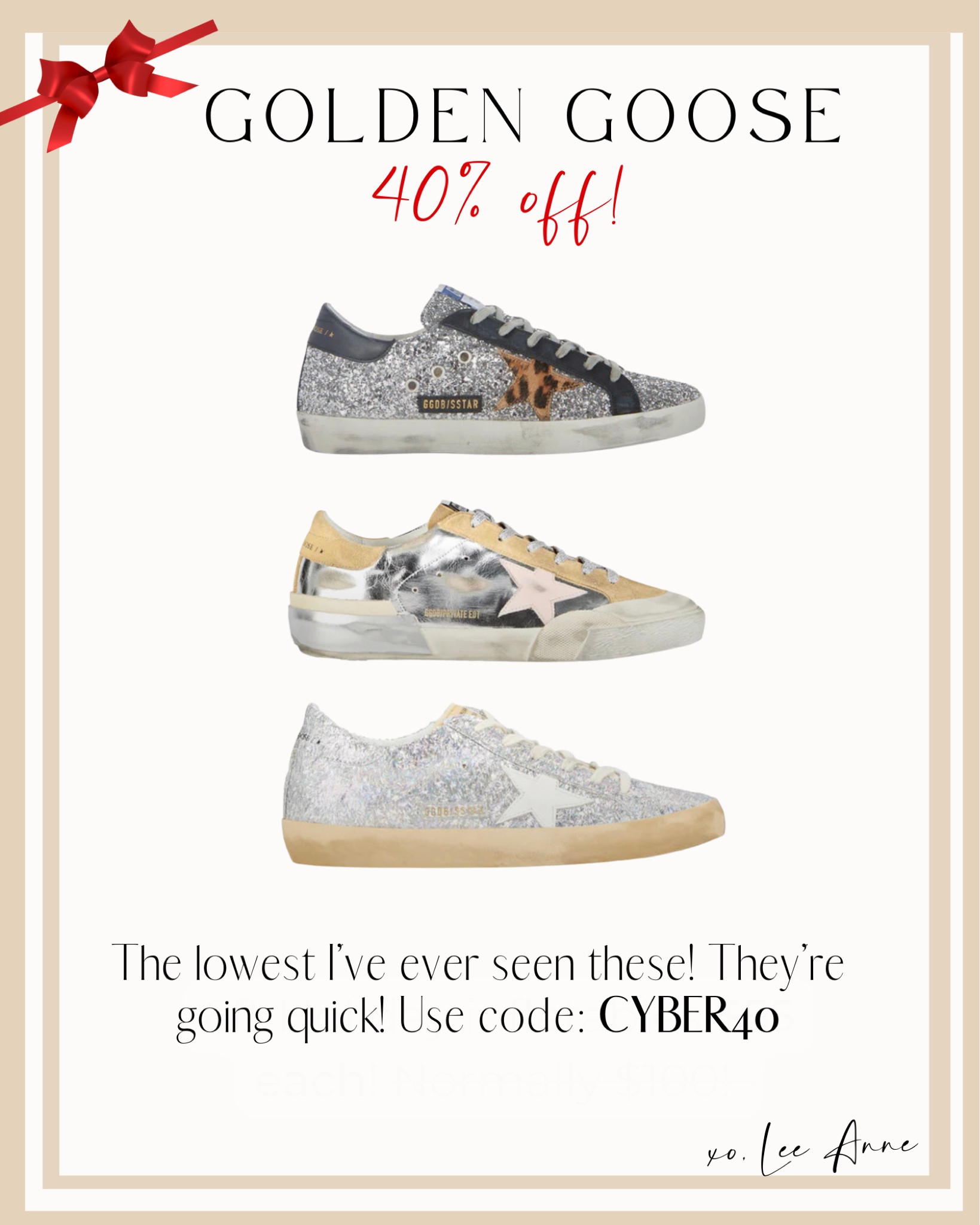 Golden Goose sneakers 40% off for Cyber Monday!

#LTKGiftGuide #LTKHoliday #LTKCyberweek