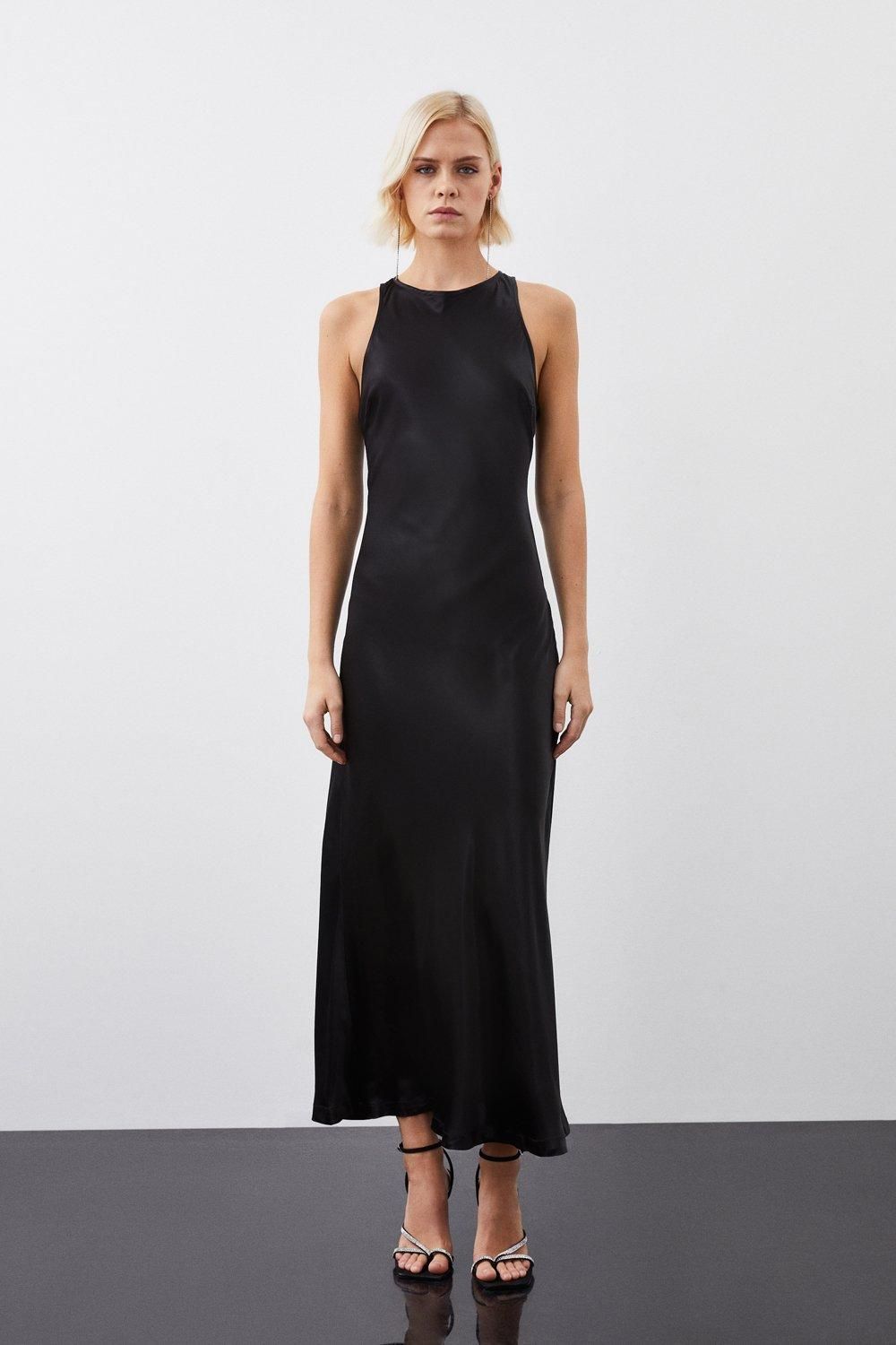 Satin Woven Column Maxi Dress | Karen Millen UK + IE + DE + NL