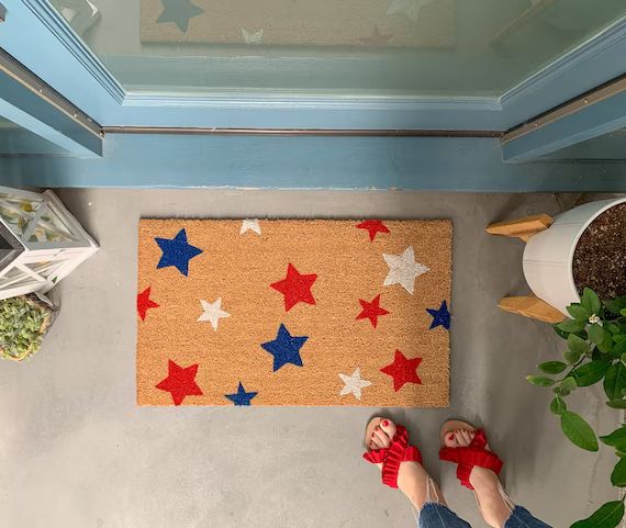 Summer Stars Doormat / Summer Doormat / Fourth of July Doormat / Red White Blue / 4th of July Doo... | Etsy (US)