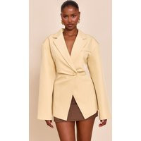 Butter Cream Tailored Cinched Waist Blazer | PrettyLittleThing US