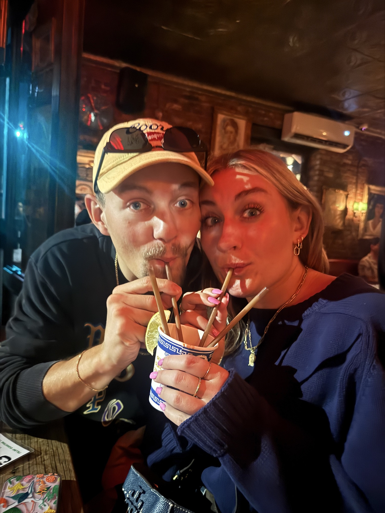 While visiting our friends in NYC for a weekend, we decided to be bold and pack carryon only. When I pack carry on, I like to lean on my favorite pieces. Here I’m wearing my vintage lands end sweater, jeans, and staple jewelry. Tyler is wearing his favorite hat from touring coors in 2023, his mopop (rip) sweter, and comfy khakis. By wearing elevated basics, we snagged an impossible to get resy at Laser Wolf an hour after this picture. 

#LTKTravel #LTKStyleTip #LTKSeasonal