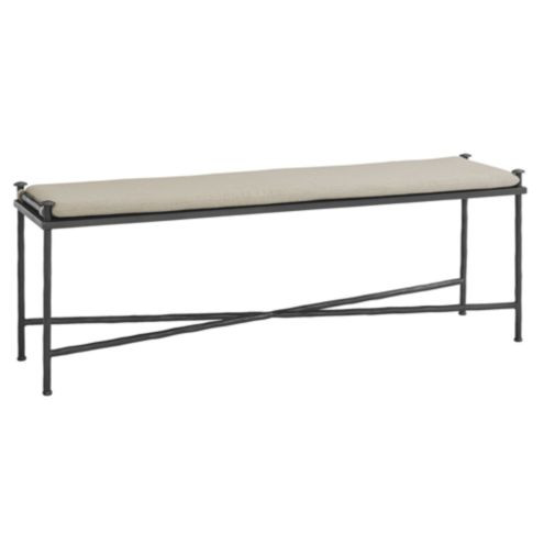 Percy Indoor Iron Bench & Linen Cushion | Ballard Designs, Inc.