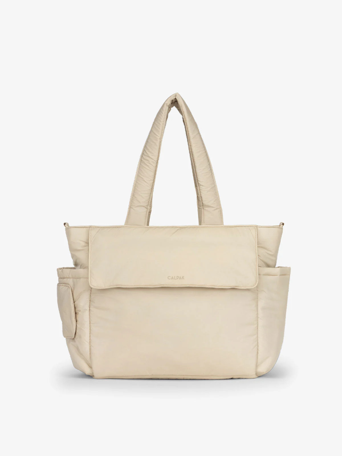 CALPAK Diaper Tote Bag with Laptop Sleeve in Beige | Travel Bag | CALPAK