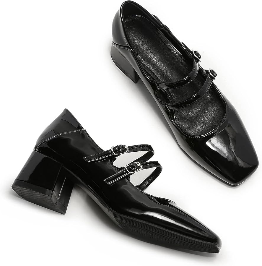 Women's Patent Leather Commuting Mary Jane Shoes Casual Low Heel Dress Shoes Office Work Pumps Sh... | Amazon (US)
