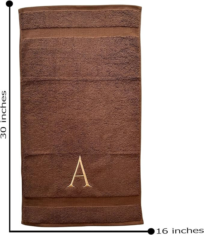 Brown Initial Hand Towel for Bathroom - Monogrammed Luxury Hotel Quality Decorative Embroidered T... | Amazon (US)