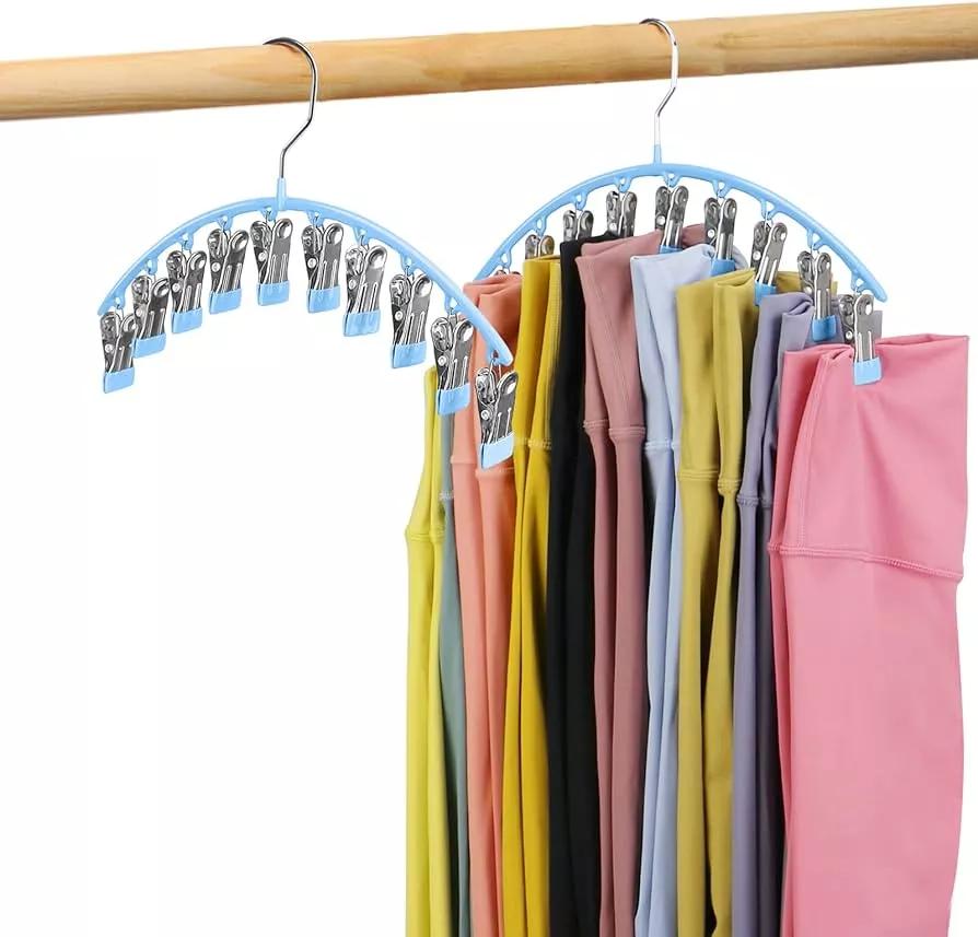  Amber Home Legging Hangers for Closet 2 Pack, Space Saving  Wooden Legging Organizer with Clips Hold 24 Leggings, Leggings Hangers for  Hats, Scarves and Socks (Natural, 2 Pack) : Home & Kitchen