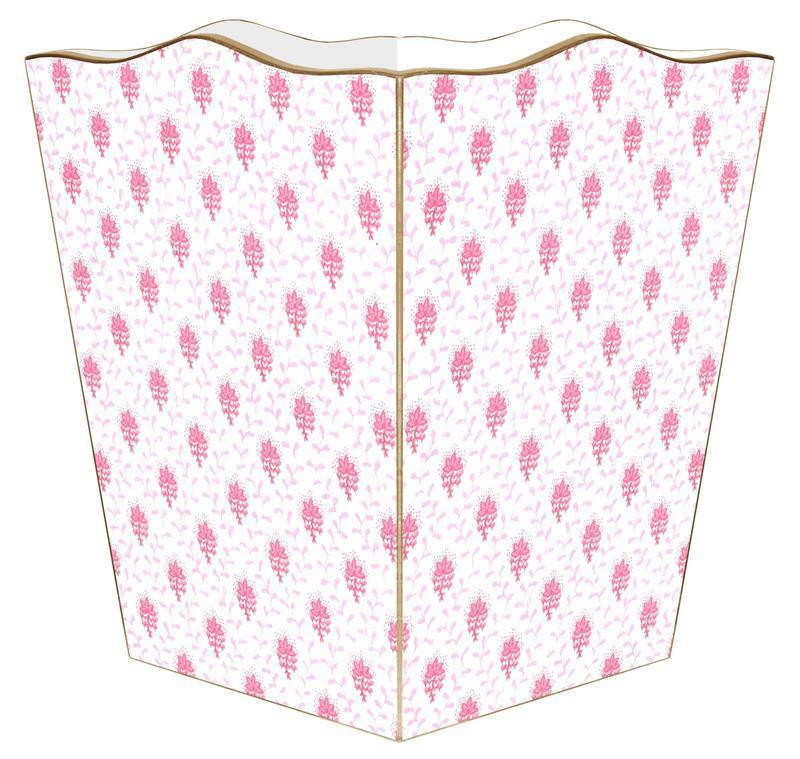 Pink Provincial Print Wastebasket and Optional Tissue Box Cover | The Well Appointed House, LLC