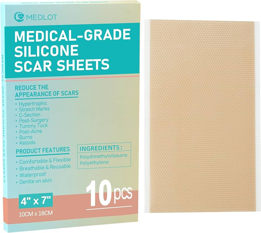 Silicone Scar Sheets, Large 10Pcs 4” x 7” Each, Medical Silicone Tape for Scar Treatment, Sca... | Amazon (US)