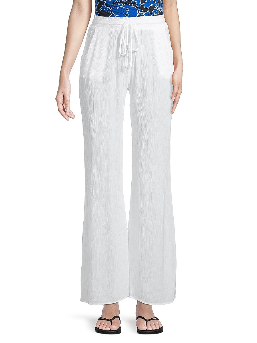 Elan Women's Drawstring Wide-Leg Pants - White - Size L | Saks Fifth Avenue OFF 5TH