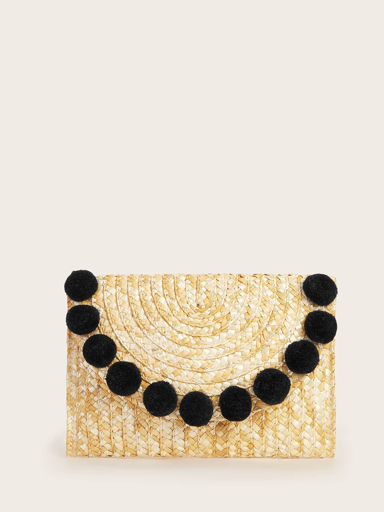 Pom Pom Decor Woven Clutch Bag | SHEIN