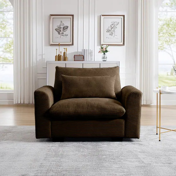 Oversize Sofa Chair, Upholstered Armchair with Waist Pillow, Deep Seat Accent Couch Chair, Comfy ... | Bed Bath & Beyond