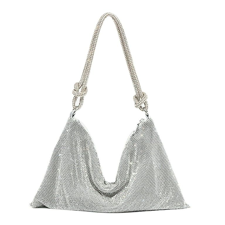 LoyGkgas Female Adult Handbags Rhinestone Hobo Bag Elegant Evening Bag Shiny Purse Silver (L) - W... | Walmart (US)