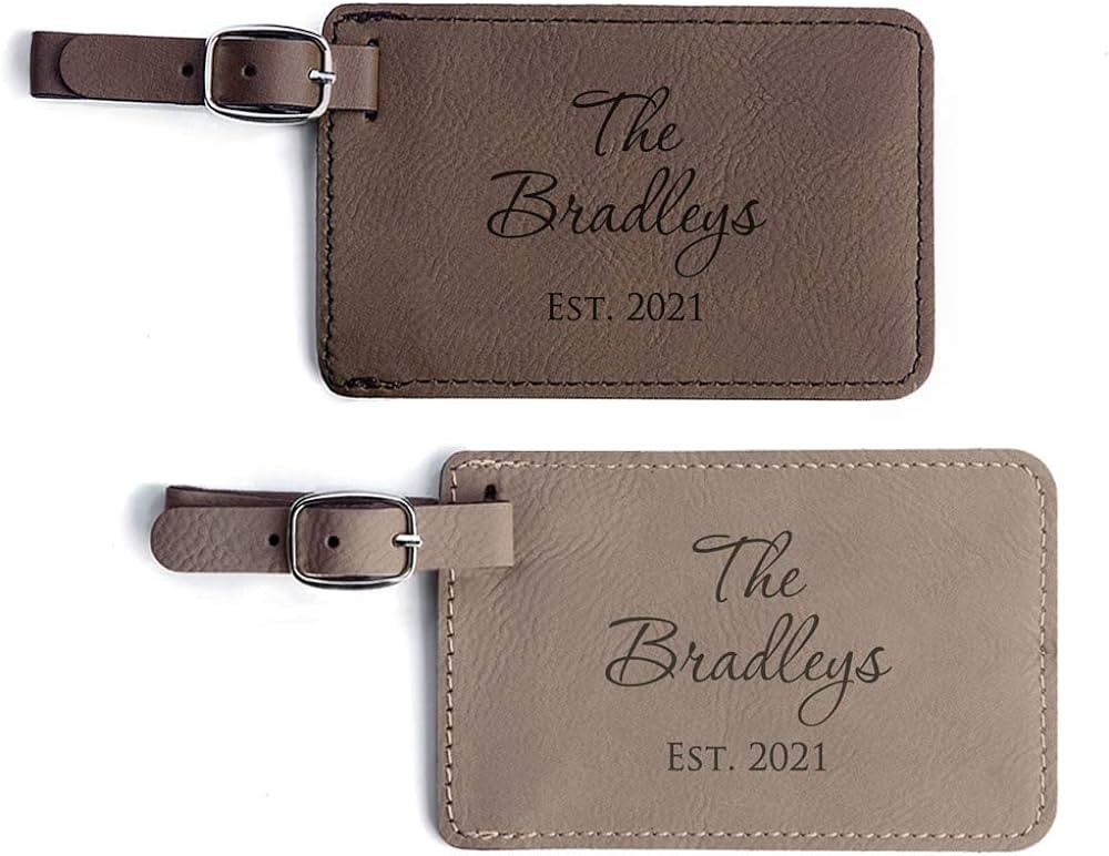 Lifetime Creations Personalized Wedding Luggage Tags Pair - Vegan Leather Wedding Bag Tags Newlyw... | Amazon (US)
