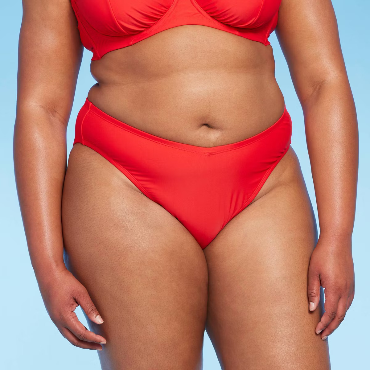 Women's V-Front Cheeky High Leg Bikini Bottom - Wild Fable™ Red X | Target