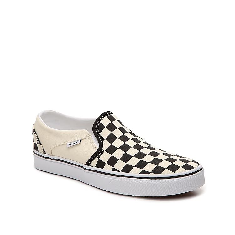 Vans Asher SlipOn Sneaker | Women's | Black/Off White | Size 8.5 | Sneakers | Skate | Slip-On | DSW