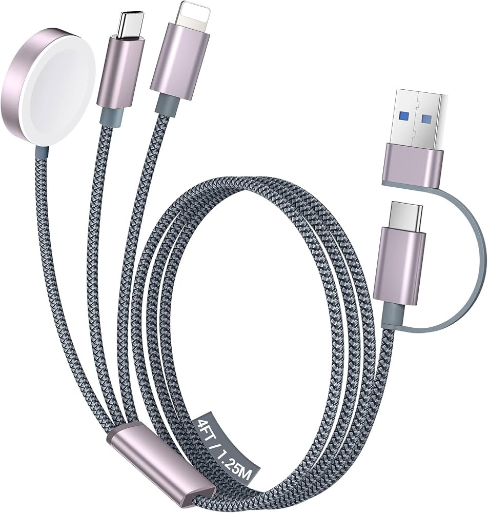 Temdan for Apple Watch Charger,3 in 2 USB C Cable for iPhone 16 Charger/Type C/Lightning,Multi Ch... | Amazon (US)