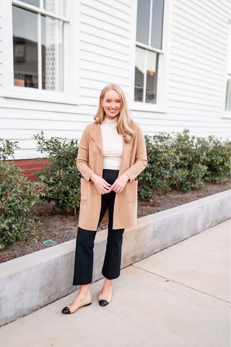 Our favorite camel coatigan is 50% off! This is the lowest price it will go all year. I sized down 2 sizes from my normal for a closer cardigan like fit. I suggest sizing down 1 for a coatigan fit! 

#LTKworkwear #LTKfindsunder100