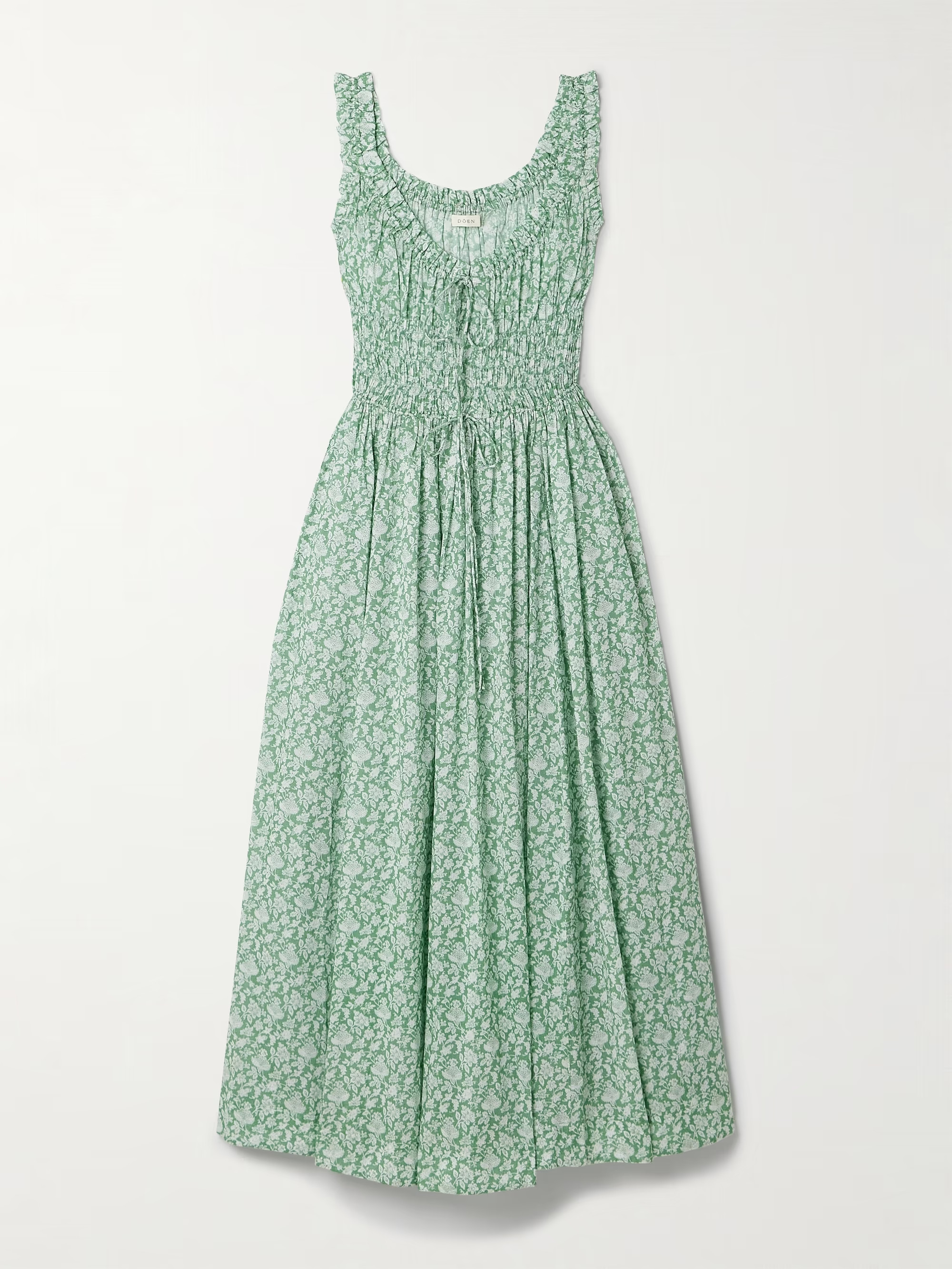 Emmaretta tie-detailed shirred floral-print organic cotton-voile midi dress | NET-A-PORTER APAC