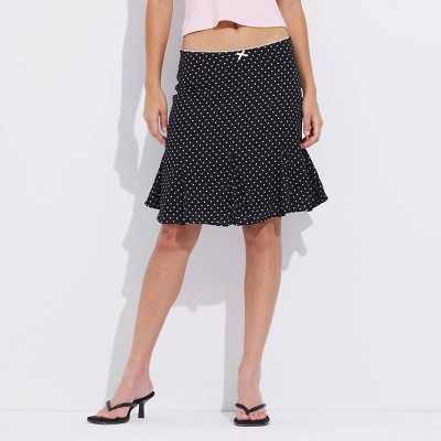 Women's Bow Detail Flare Skirt - Wild Fable™ Black Polka Dots L | Target