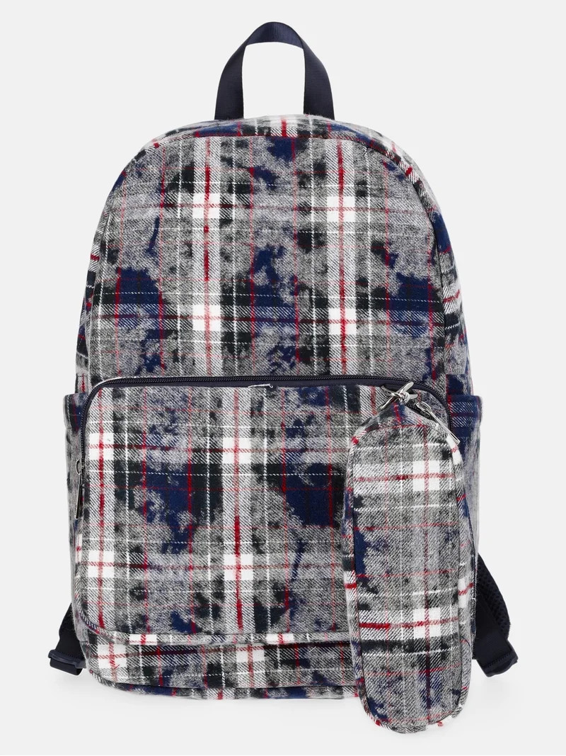Weekend Academy Girl's Dome Backpack with Pouch, Navy Distressed Plaid | Walmart (US)