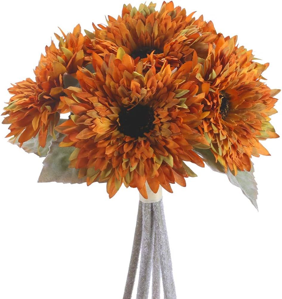 AILANDA 6 Heads Sunflowers Artificial Flowers Fall Bouquet Yellow Autumn Silk Flowers Stems Bulk ... | Amazon (US)
